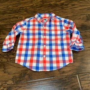 Janie and Jack Red White and Blue Button Down